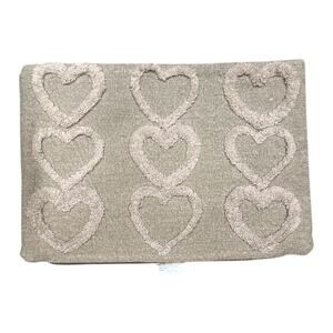 Tan cotton Raised Hearts Lumbar Pillow Cover 20” x 14”